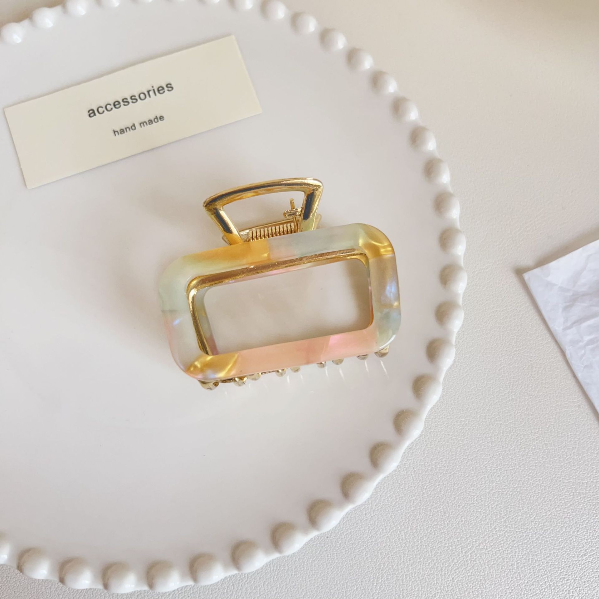 Acetate alloy square gripper [orange color] about 6.2cm long