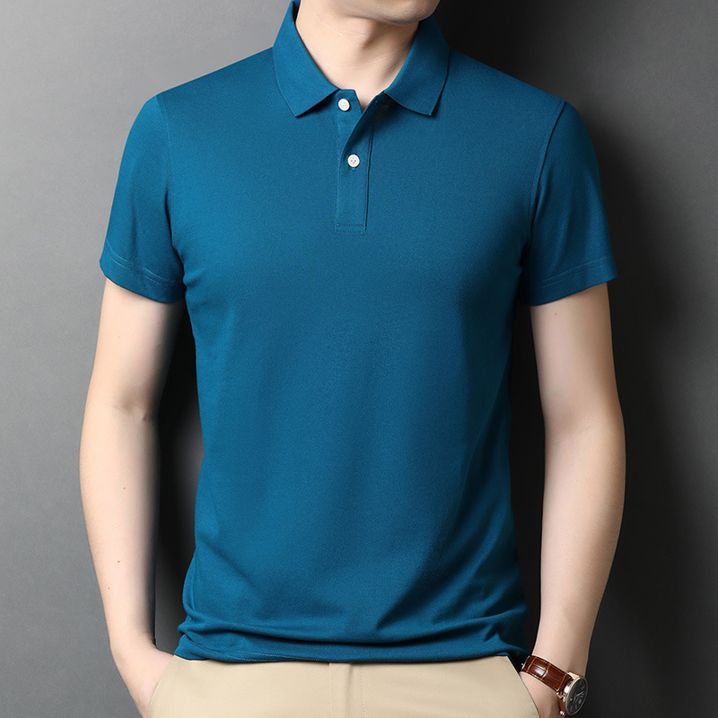 2021 summer man Mesh cotton material Short sleeved T-shirt Youth Solid Lapel business affairs POLO Shirts can be customized