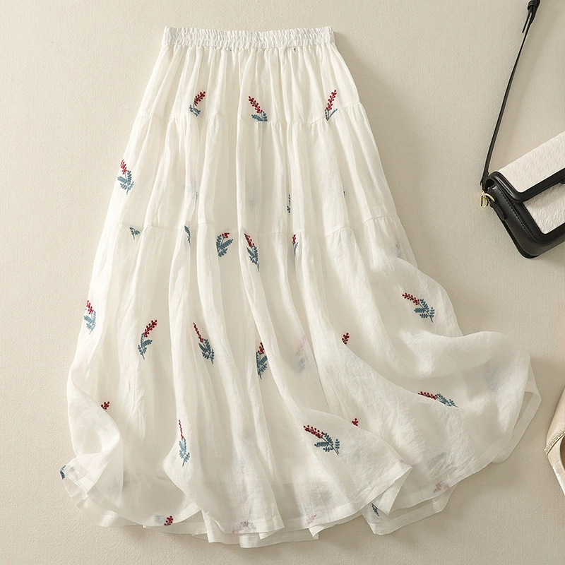 Реальная стрельба с подкладкой тяжелой вышивкой рами А слово длинная тонкая юбка полуюбка юбка торт 2025 новый