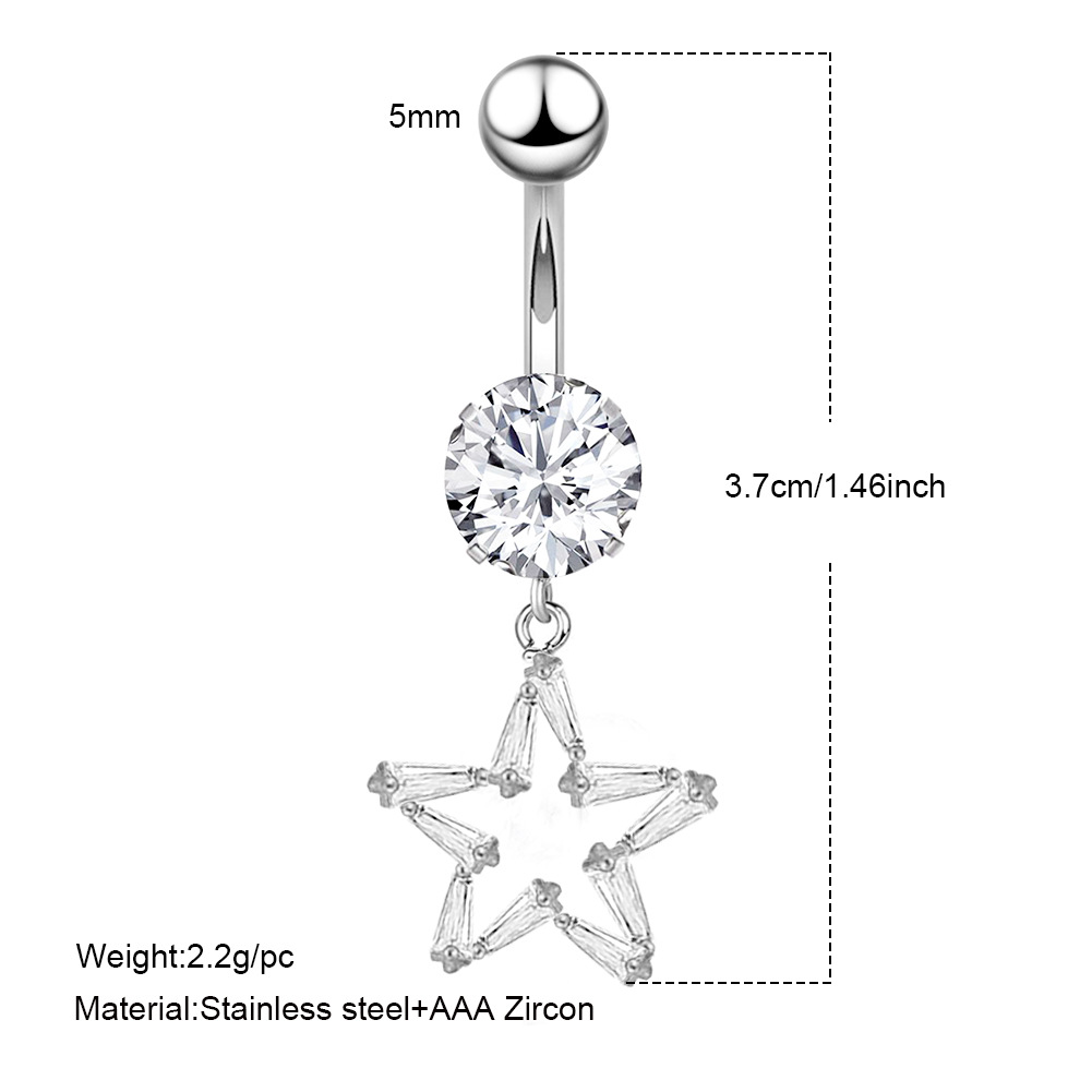 Streetwear Owl Crown Butterfly Stainless Steel Plating Inlay Zircon Belly Ring display picture 4