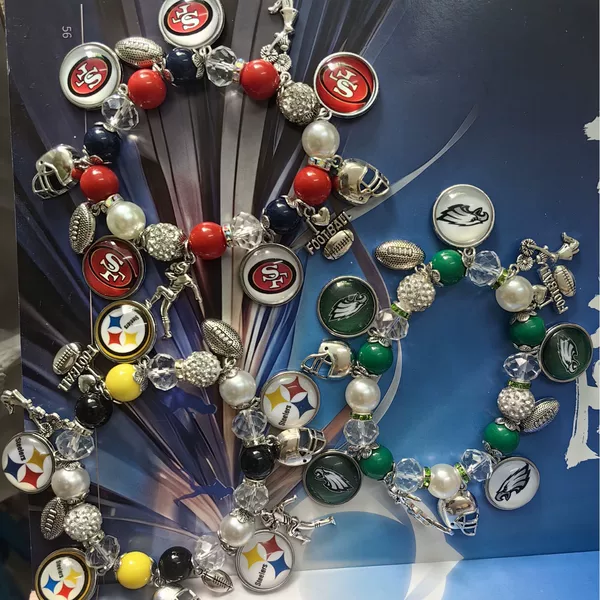 Amazon Cross-Border New Hot-Selling Nfl 32 Football Team Elastic Beaded Bracelet Unisex Steelers Bills
