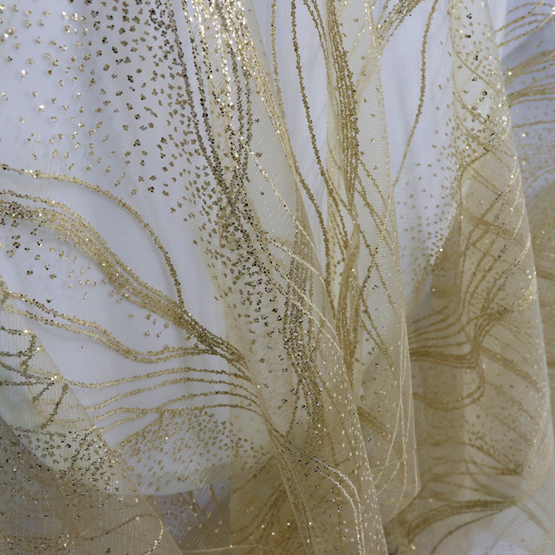 Wedding Props, Hot Stamping Gauze, Corrugated Gauze, Gold Gauze, Wedding Iron Mesh, Clothing Fabrics, Flowing Sequins and Diamond Fabrics