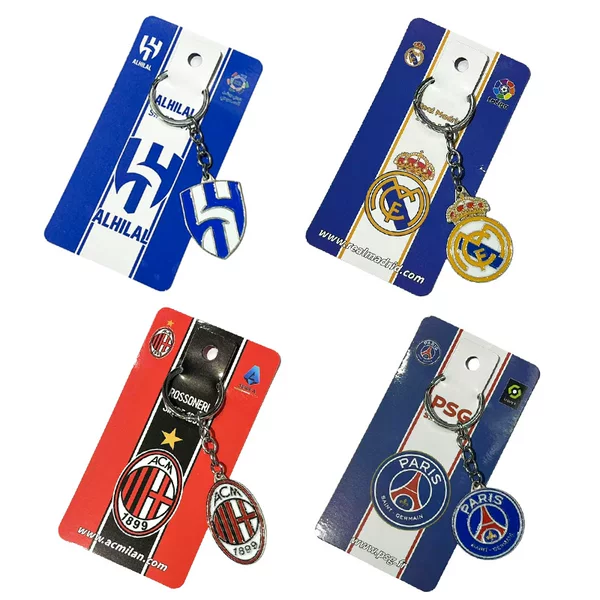 Football Team Emblem Double-Sided Colorfuled Alloy Keychain Saudi Club Real Madrid Barcelona Riyadh Crescent Victory Ac