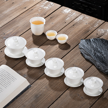 薄胎骨瓷茶具纯白 多款家用三才盖碗功夫茶具 反口防烫泡茶器茶杯