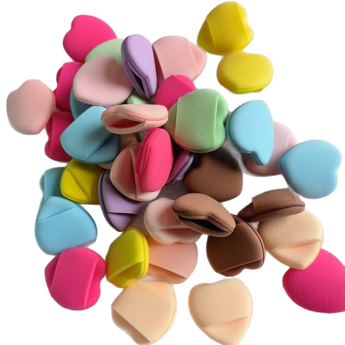 Corazón de dos caras sin látex mini punta de dedo polvo de dedo polvo de cojín de aire de dos usos de sombra de ojos de alto brillo de bloqueo