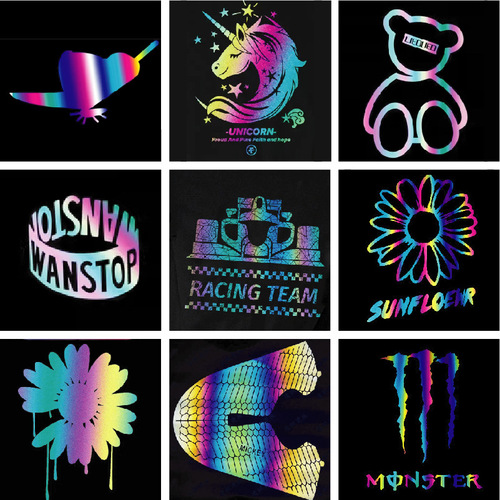 Laser colorful reflective digital heat transfer, heat transfer, heat transfer, animal pattern printing, clothing logo hot stamping