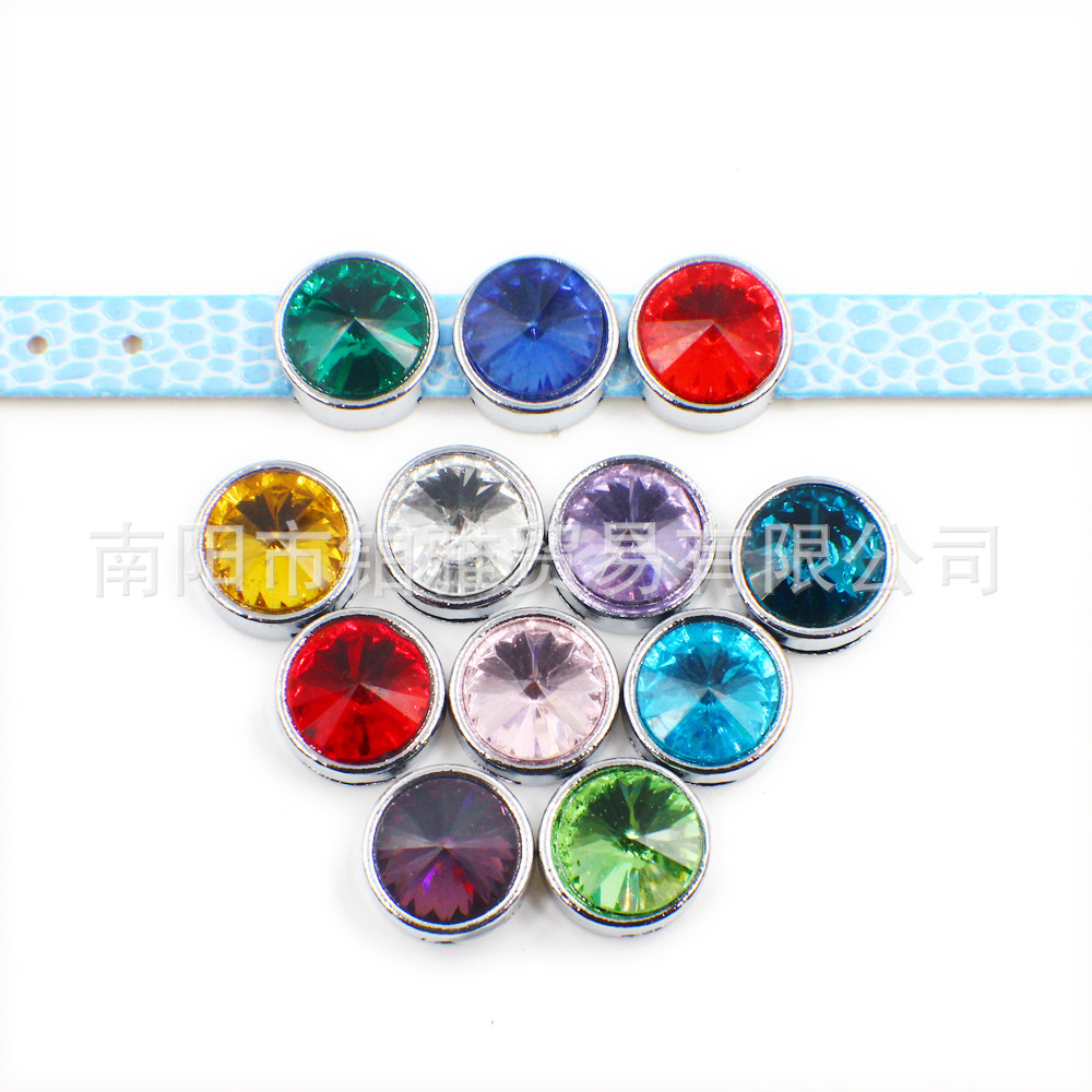 Twelve-color birthstone pendant bracelet DIY personalized bracelet keychain accessory 8mm alloy drill wear