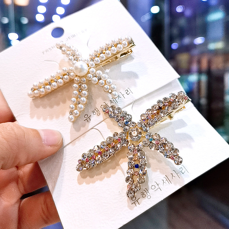Vacation Women's Starfish Alloy Inlay Rhinestones Pearl Hair Clip display picture 4
