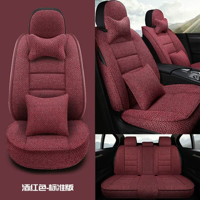 New Full-Coverage Car Seat Cushion: Four Seasons Pad - burgundy-deluxe-edition-five-seats