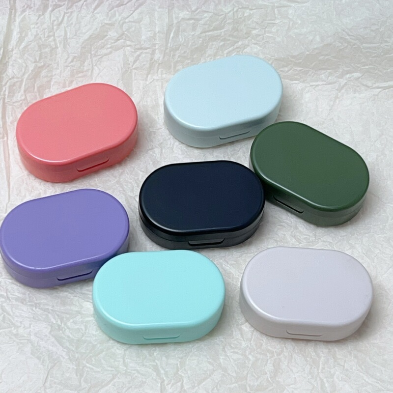 Beautiful pupil box solid color small oval with mirror contact lens companion box nursing box portable storage box 288 Beautiful pupil box solid color small oval with mirror contact lens companion box nursing box portable storage box 288