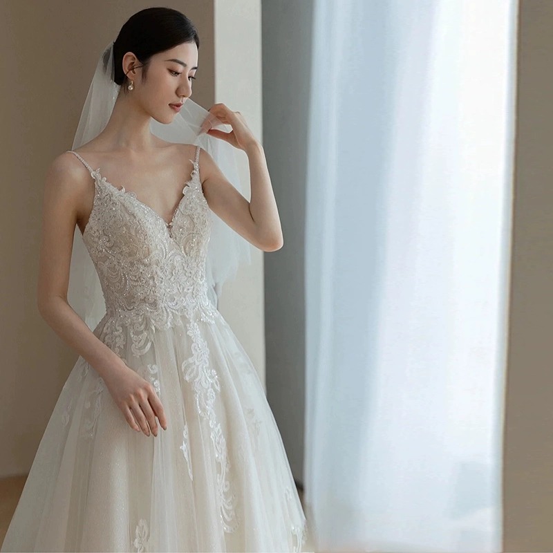 Forest-style Strapless Light Wedding 2026 New Model, Ultra-fairy Dreamy Bridal Gown, Korean Princess Style Reception_voghion.com