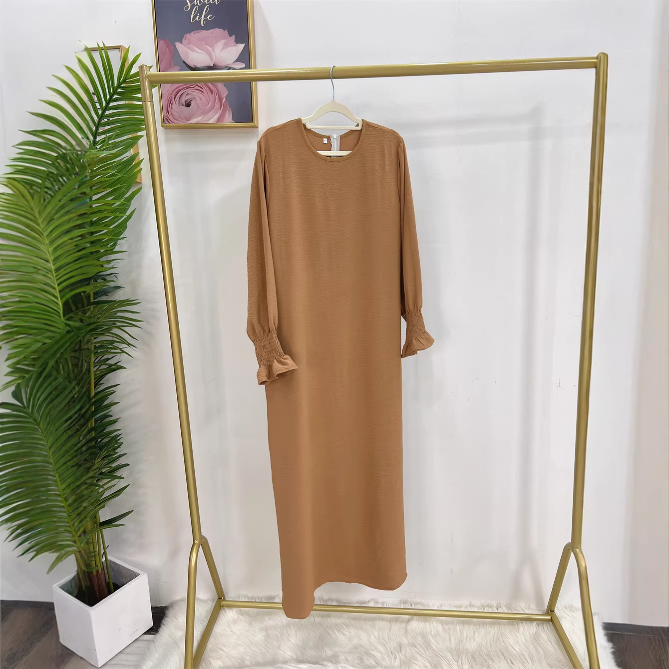 Vestido Loriya 2023 de color sólido para mujer talla grande LR591