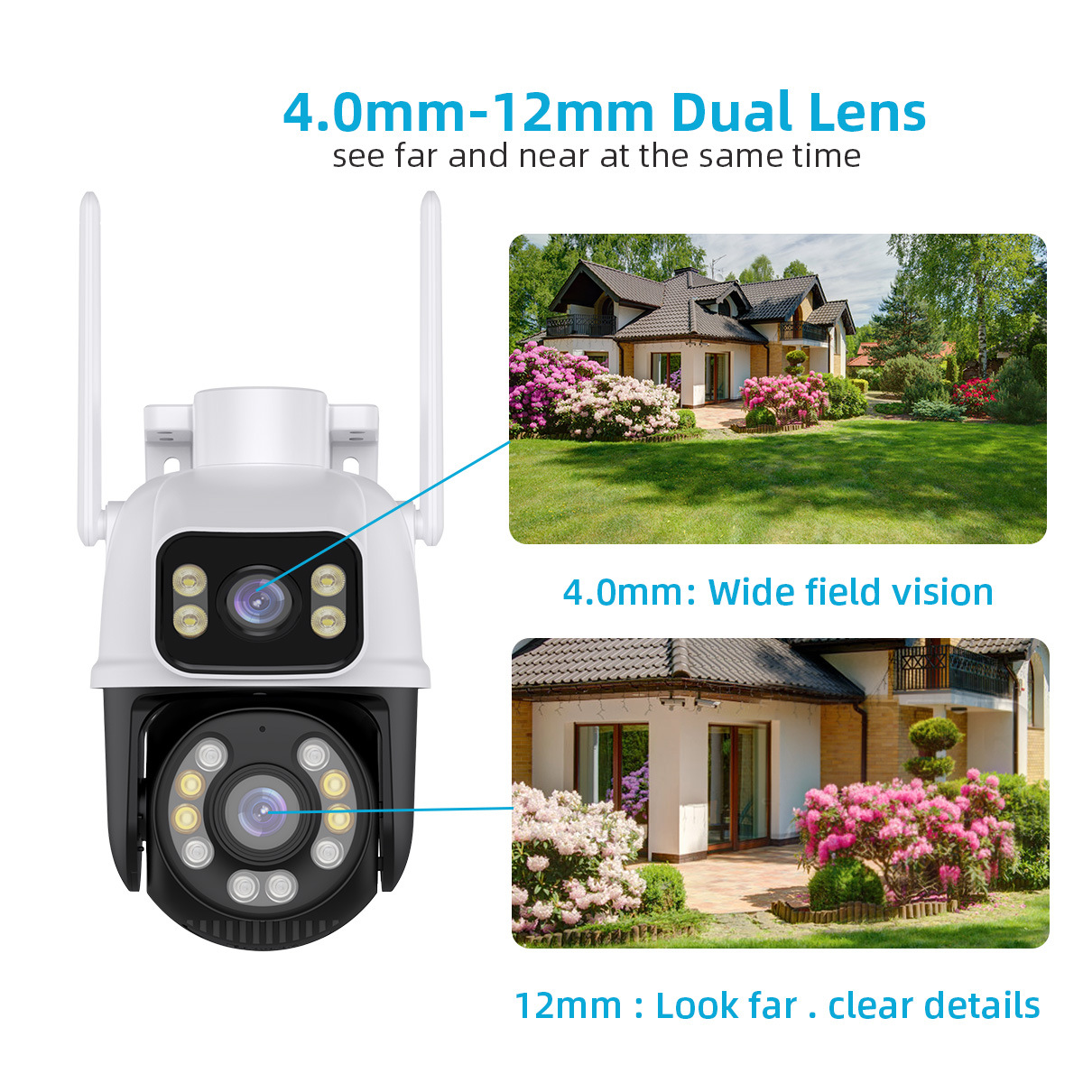 icsee Dual-Camera Wireless WiFi HD Full-Color Night Vision Phone Remote Outdoor Monitor