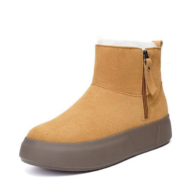 Winter platform ankle boots, low boots with plush lining, suede‑look, sizes 35–42