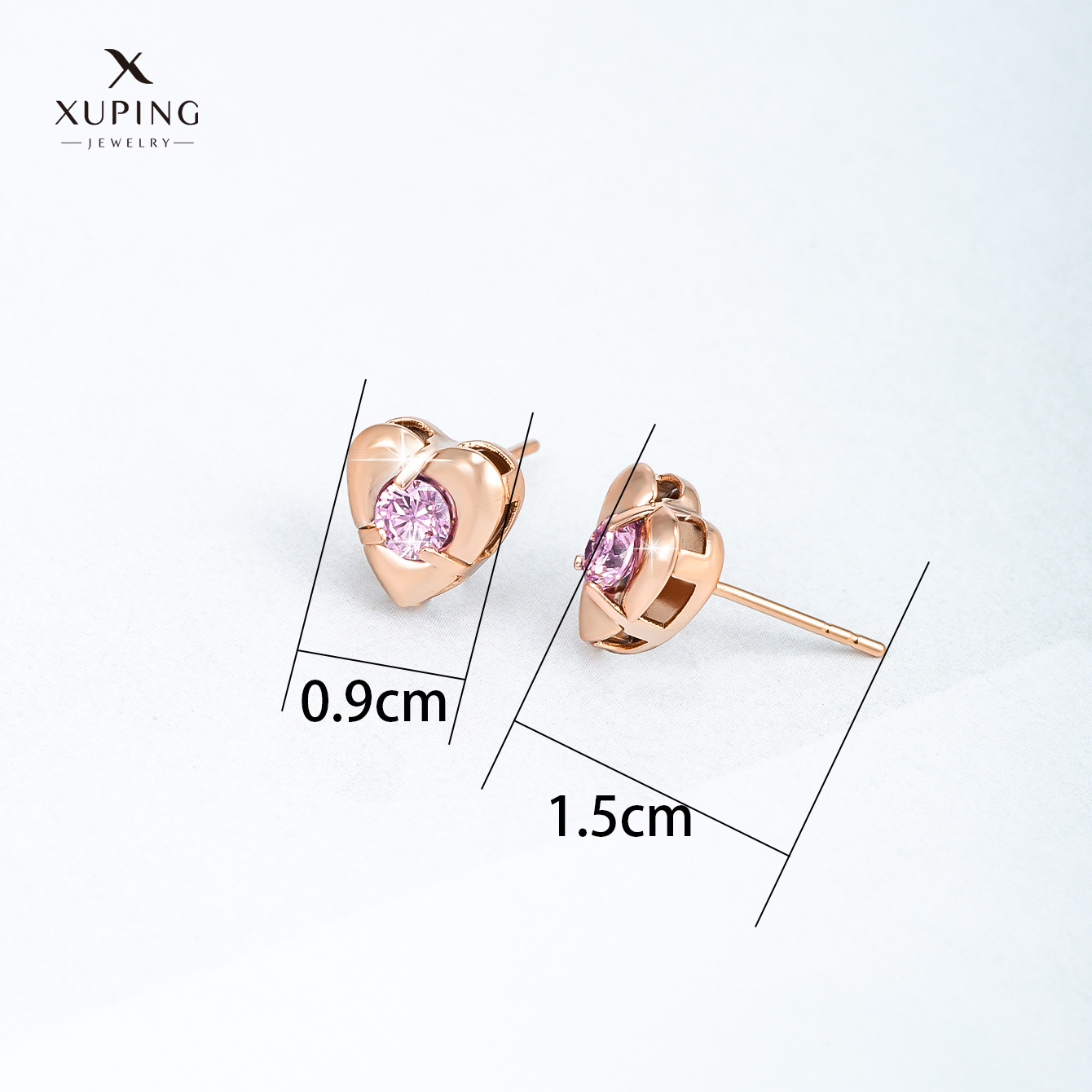 Joyería Xupin colorido tesoro serie de aleación con incrustaciones de circonio encantadores pendientes de las mujeres simples nichos pendientes en forma de corazón al por mayor