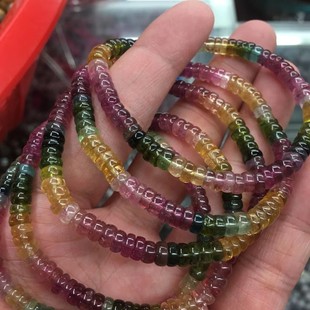 Natural Rainbow Tourmaline Bracelet Spacer Abacus Bead Bracelet Macaroon Color Rainbow Chain Candy Color Tourmaline Bracelet