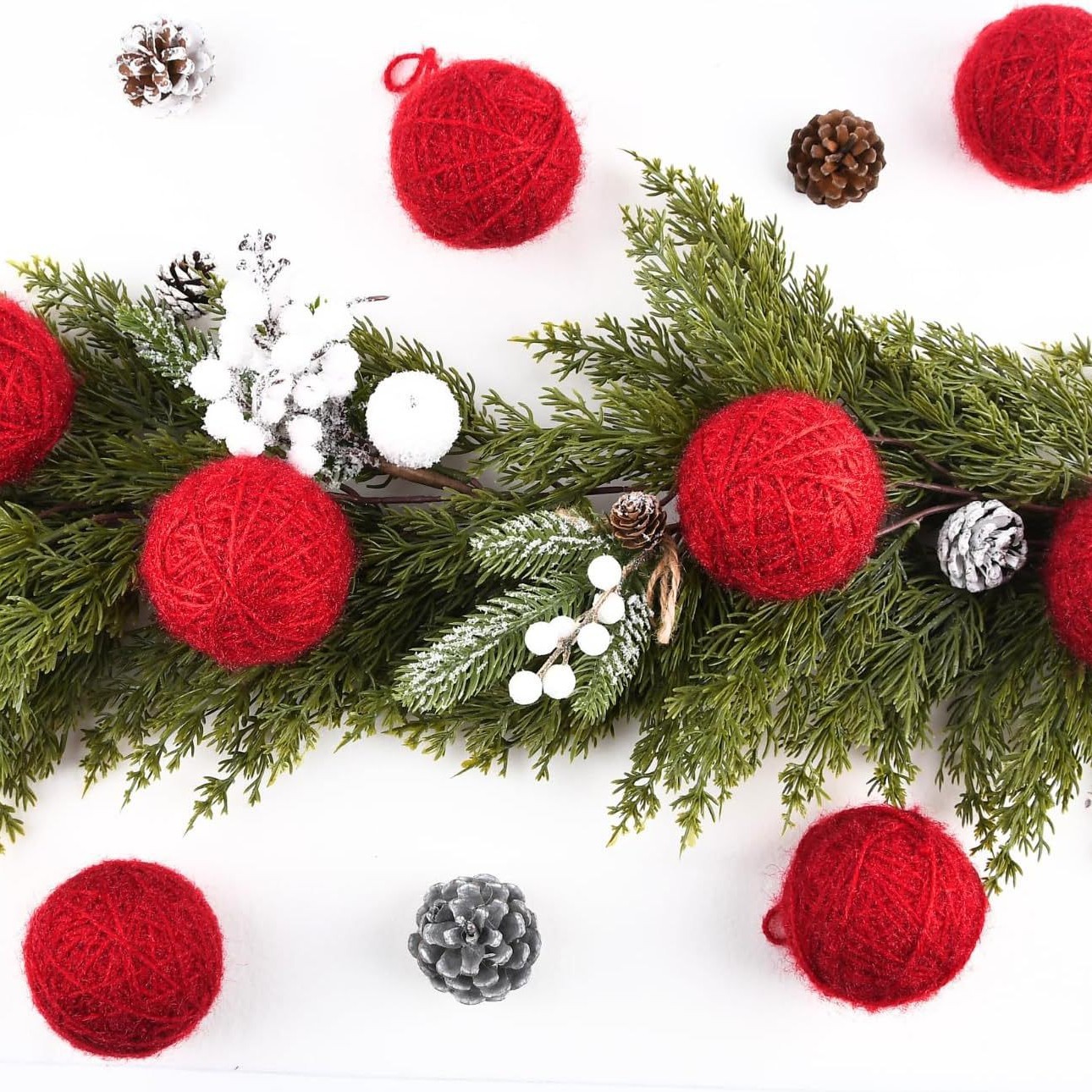 Nuevos productos transfronterizos 8cm9pcs bola de lana set de Navidad decoración de Navidad interior y exterior diseño de escena