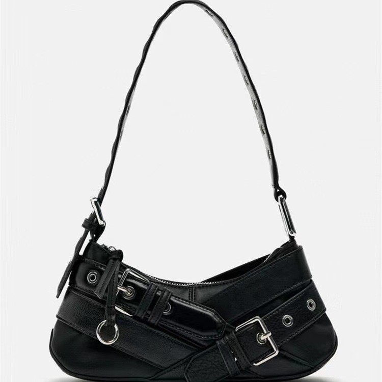 Borsa a spalla stile retrò da donna in nero e marrone chic_voghion.com