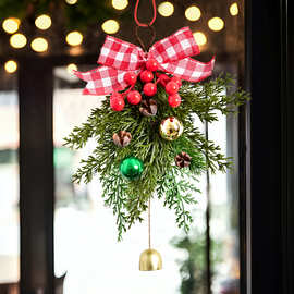 跨境新款亚马逊圣诞节装饰PE仿真绿植车挂门挂壁炉节日圣诞装饰