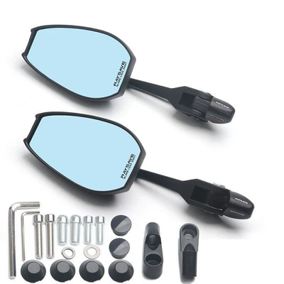 Motorcycle Electric Vehicle Motorcycle rearview mirror - carbon-fiber-blue-mirror-with-logo-dark-side-model