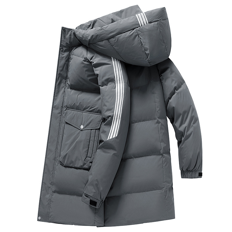 Men's Down Jacket Long Winter Coat With Embroidered Workwear_voghion.com