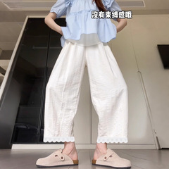 妊婦さん向け和風おばさんパンツ、夏用薄手お腹サポートワイドパンツ、9点ハーレムキャロットカジュアルパンツ