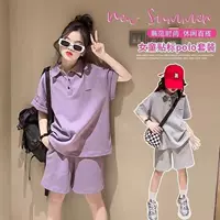 Комплект для девочек Summer 2025 новый детский Polo иностранный стиль детская одежда летнее спортивное летнее платье с короткими рукавами