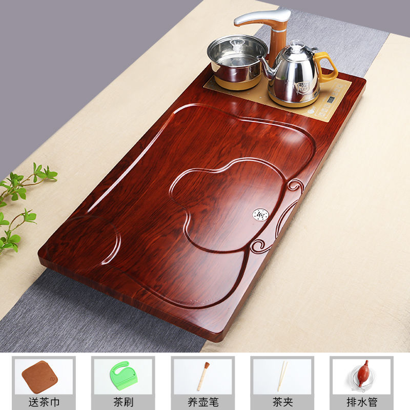 茶台全自动家用办公大号中号小号茶盘花梨纹理玻璃功夫茶具套装|ru