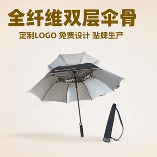 Full Fiber Double-Layer Umbrella Bones Double-Layer Ventilation Sun Protection Umbrella Automatic Golf Umbrella Advertising Umbrella Exported to the United States