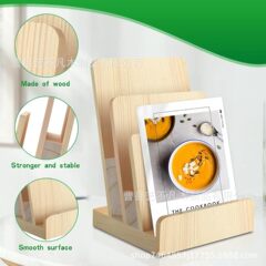 木製収納ラックホテルデスクトップパインメニューカード小冊子ディスプレイラック家庭用装飾品装飾収納ボックス
