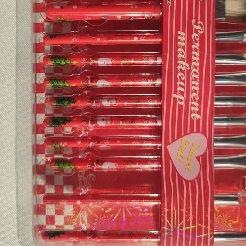 Patrón de dibujos animados transfronterizos Santa Claus 12 pinceles de maquillaje kt gatos súper lindos principiantes súper alta amistad