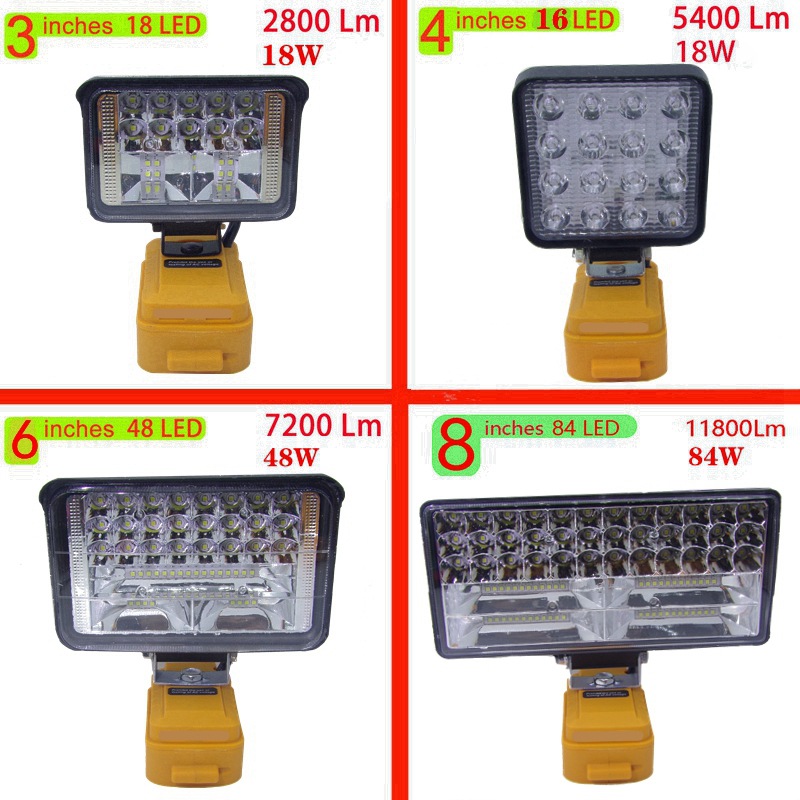 适配DEWALT得伟20V锂电池工作灯LED户外露营照明维修灯