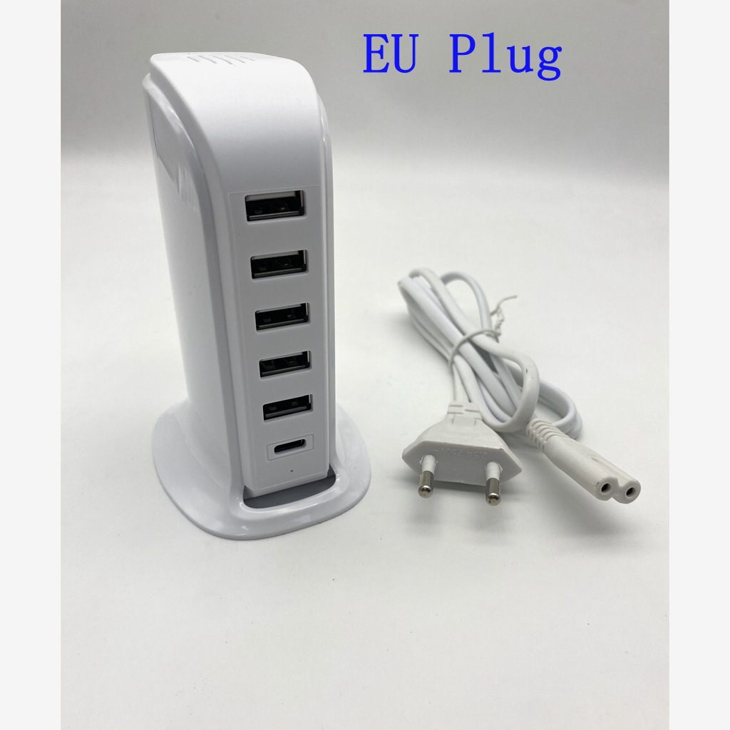 Cargador USB multipuerto de escritorio, 6 puertos, 5V4A 20W, modelo 506AL, carga rápida para teléfonos móviles