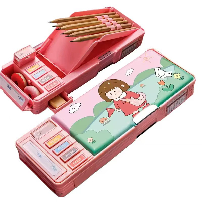 Universal capacious double-layer children's cute pencil case for students, high quality storage box