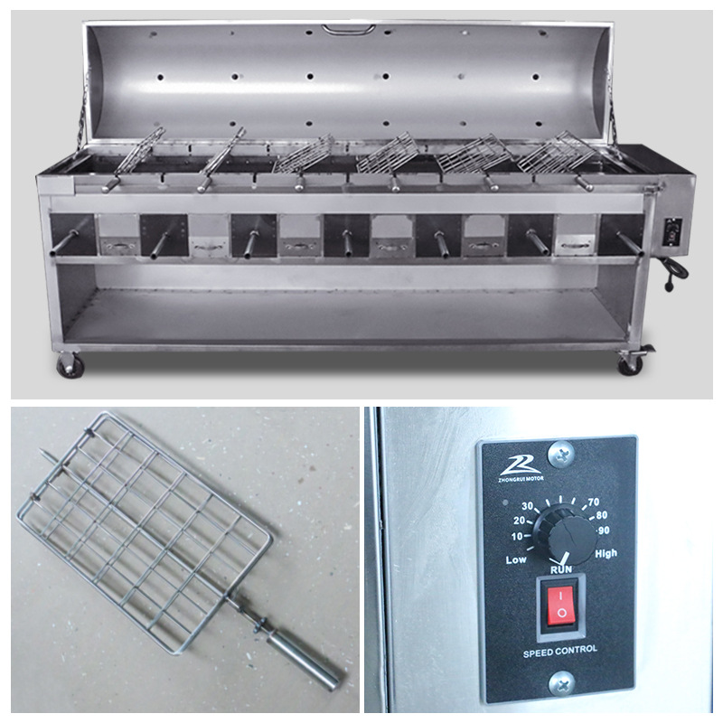 Charcoal Grill Stainless Steel Smokeless Automatic Rotating Grill for Roasting Lamb Leg, Lamb Chops, Rabbit, and Chicken All-In-One Machine Fully Automatic