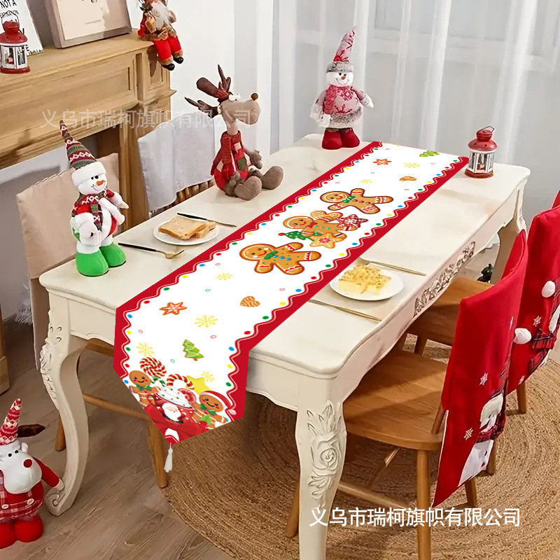 欧美跨境新款圣诞节桌面装饰用品餐布圣诞餐桌布印花拍照桌垫桌旗|undefined
