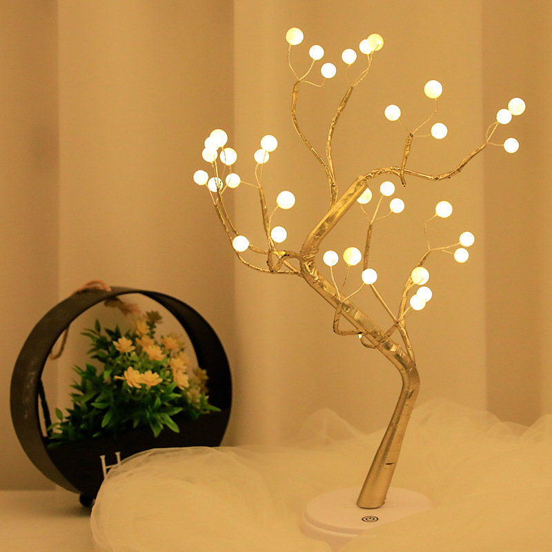Pearl Night Lamp Creative Shaped Tree Lamp for Valentine's Day Bedroom LED Colorful Decorative Lamp Indoor Tree Lamp