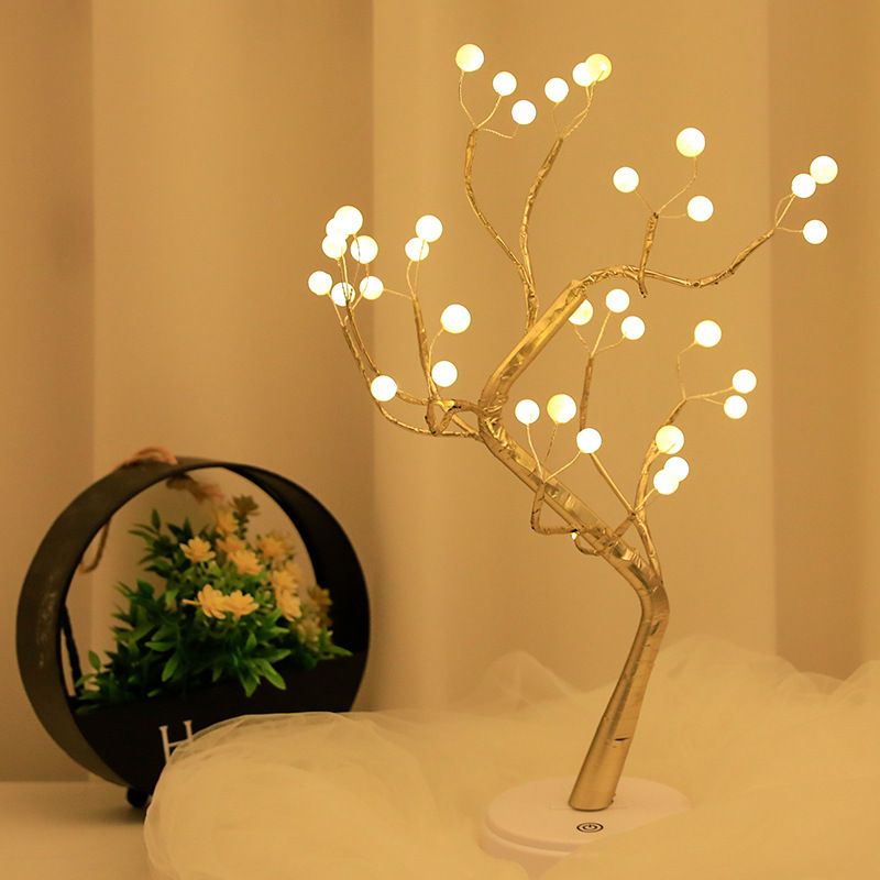 Pearl night light small tree light creative modeling Valentine's Day bedroom LED lights decorative lights indoor small tree lights
