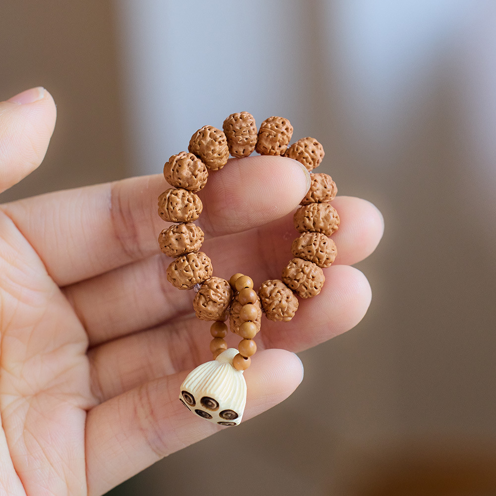 Natural Rudraksha Hand Twisting Fingertips Around The Fingers Soft Text Playing Disc Toy Piece Mini Small Hand-held Bracelet Can Be Played With