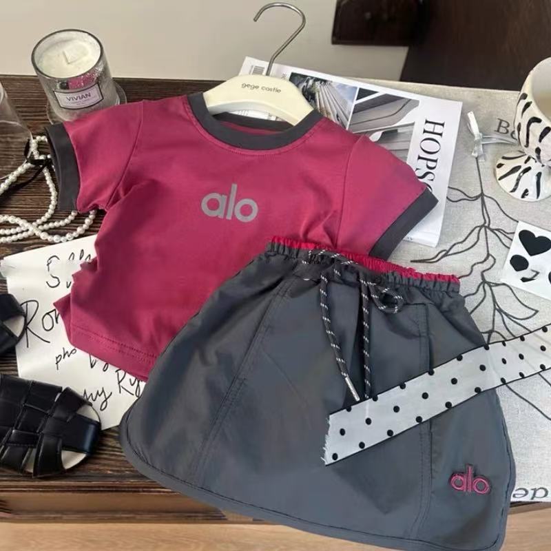 Girls Short-Sleeved T-Shirt Suit Summer New Style Baby Girl Summer Dress Fashionable Workwear Short Skirt Two-Piece Set 500505
