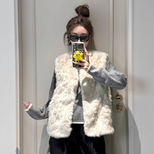 皮毛一体水貂毛毛绒马甲女2025新款春季叠穿皮草背心马夹外套加厚