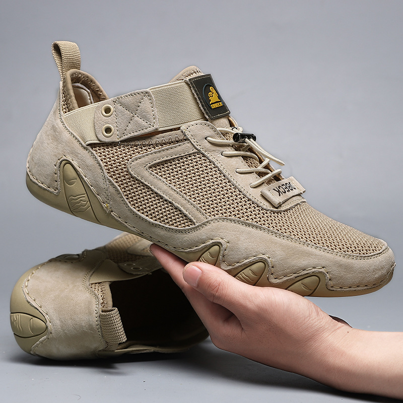 Top layer genuine leather cross-border men's shoes men's sports and casual shoes versatile lightweight breathable mesh shoes mesh shoes sandals