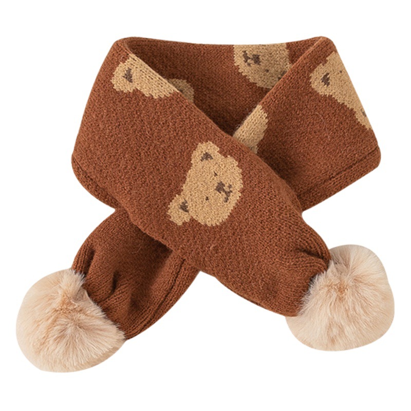 Babycity otoño e invierno Bebé Cruz punto bufanda a prueba de viento caliente niños dibujos animados bola bufanda ps23068