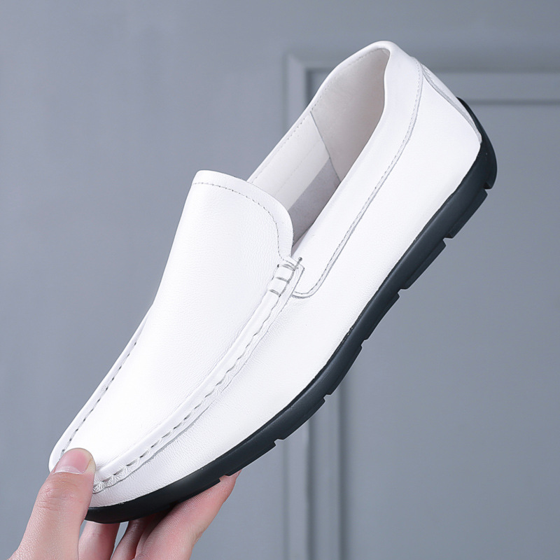 Primavera de los nuevos hombres zapatos casuales de cuero de los zapatos blancos superficiales suaves inferiores suaves zapatos de los hombres del papá zapatos de cuero