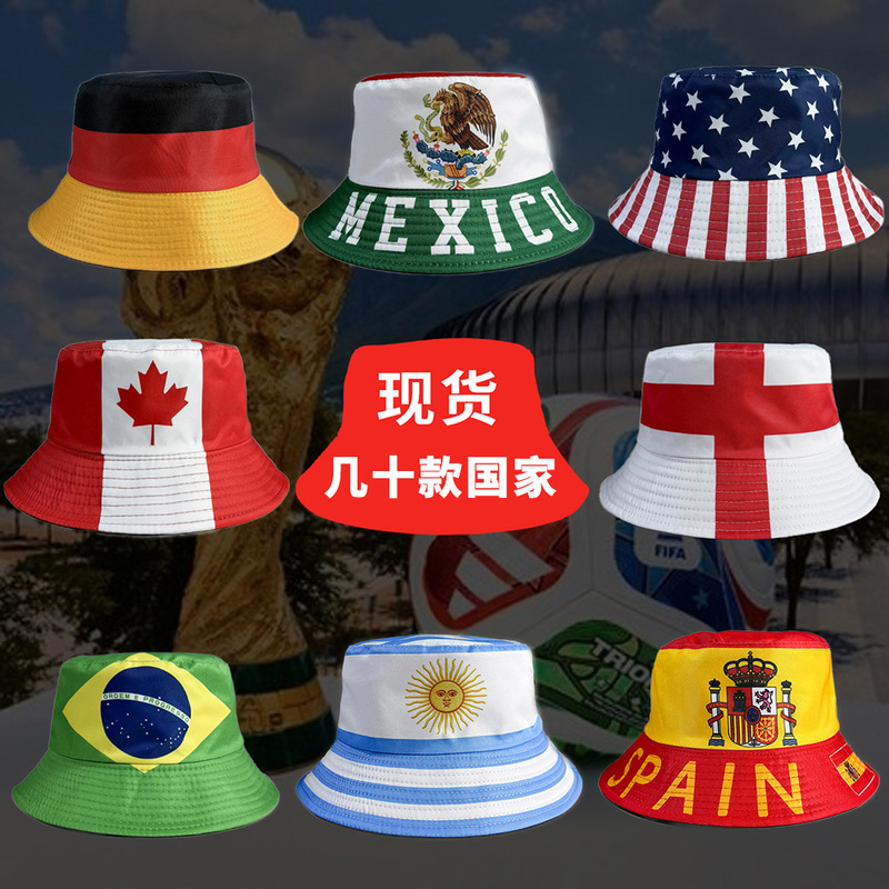 2026 World Cup Mexico United States Canada Fisherman Hat Sun Hat Fan Supplies Reversible Bucket Hat