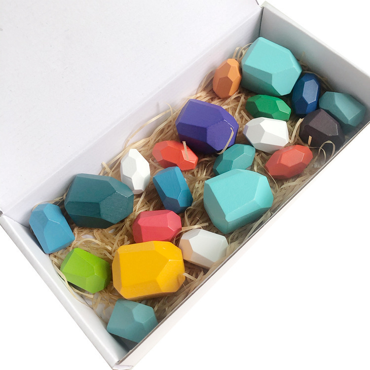 Weiweihu Juego de piedra apilada de color de madera Venta caliente transfronteriza de bloques de construcción de Jenga Juguetes educativos de entrenamiento de integración sensorial para niños
