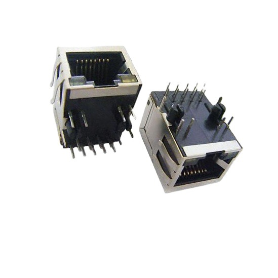 90度带灯RJ45插口/带灯LED网端RJ45插座/带灯电话PCB插口插座