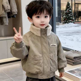 2025秋冬季新款棉衣外套儿童装加绒加厚保暖休闲短款男女童棉服