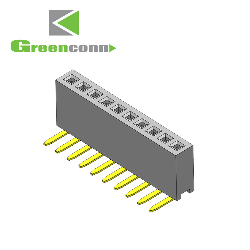 Greenconn连接器排母单排1.27间距2-40P折弯平行于PCB排母连接器