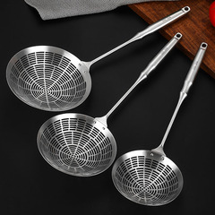 304 stainless steel round handle large colander, thickened insulated fishing spoon, deep-fried hot pot filter, slag separator spoon, oil grid screen